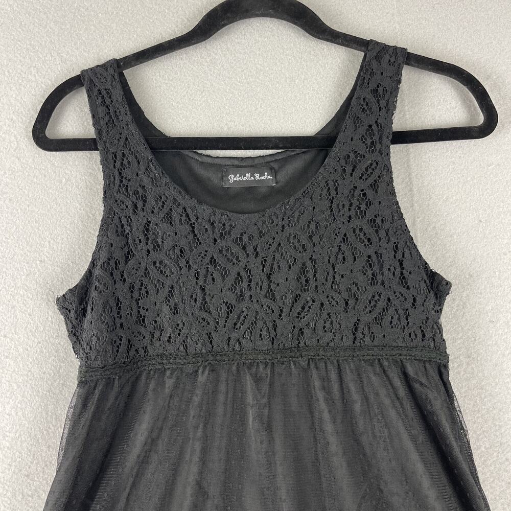 Whimsigoth Fairy Witchy Dress Womens Medium Black Lace Sheer Ruffle Goth Grunge - Picture 2 of 16